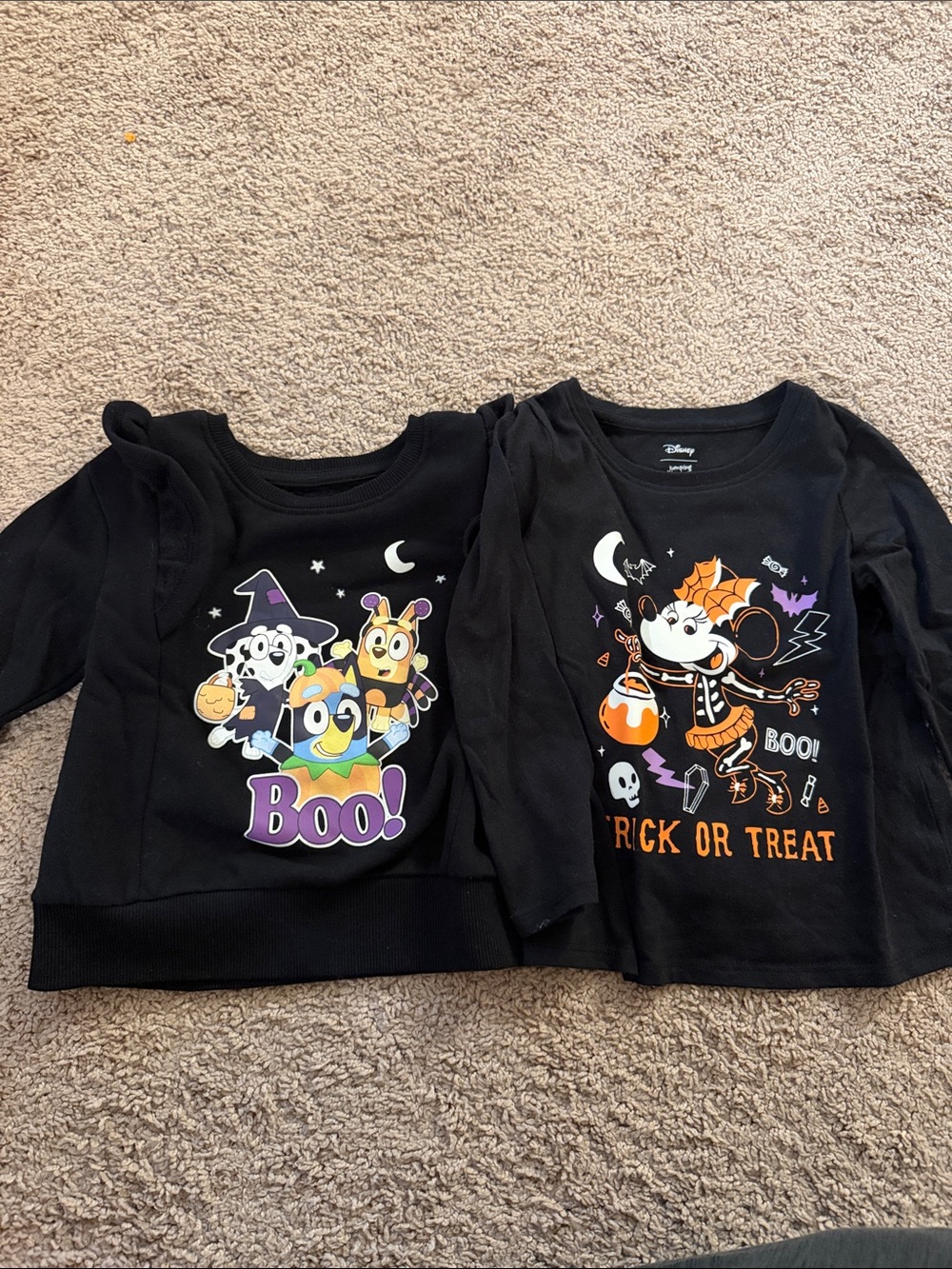 jumping beans Black Halloween Long Sleeve Tops with Colorful Character Prints